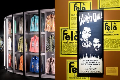 Detail of the exhibition 'Fela Anikulapo-Kuti. Afrobeat Rebellion', in Paris.