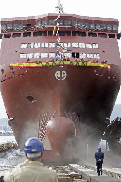 El astillero vigués Hijos de J. Barreras botó ayer <i>Volcán del Teide</i>, el ferry más potente de cuantos ha construido.