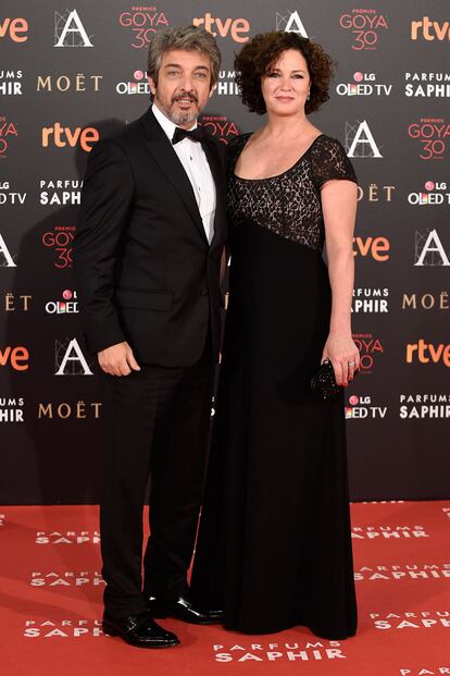 Ricardo Darín, ganador al Goya a Mejor Actor por Truman, con su mujer Florencia.