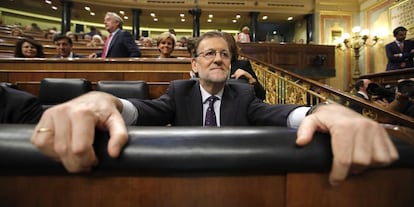 Mariano Rajoy en su escaño durante la segunda votación de investidura de este viernes.