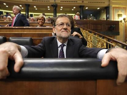 Mariano Rajoy en su escaño durante la segunda votación de investidura de este viernes.