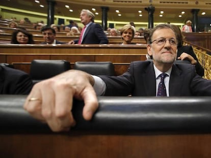 Mariano Rajoy en su escaño durante la segunda votación de investidura de este viernes.