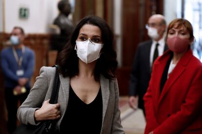 La presidenta de Ciudadanos, Inés Arrimadas, en el Congreso de los Diputados en Madrid.