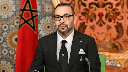 El rey de Marruecos, Mohamed VI, en una imagen oficial del discurso por el 46 aniversario de la Marcha Verde, el pasado 6 de noviembre, en Rabat.