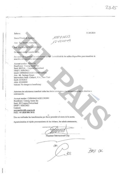 Documento interno de la Banca Privada d’Andorra (BPA).