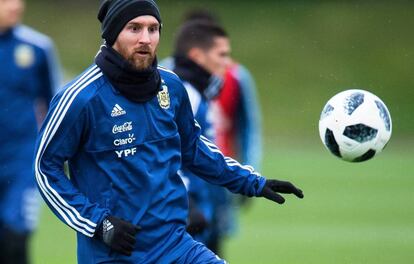 Messi, en un entrenamiento.