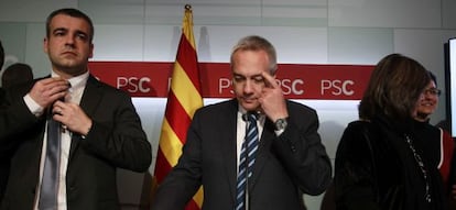 Pere Navarro, primer secretario del PSC, y Maurici Lucena, portavoz de la formación en el Parlament.