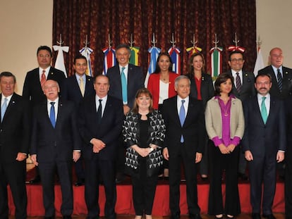 Los cancilleres del Mercosur y la Alianza del Pac&iacute;fico durante la reuni&oacute;n en Buenos Aires.