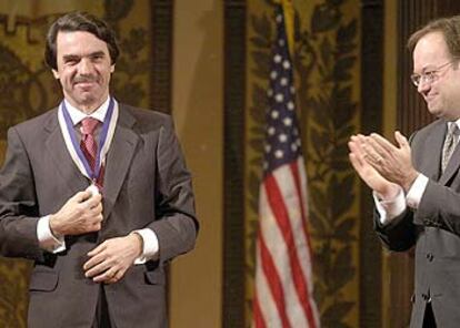 El ex presidente Aznar, tras recibir la medalla de la Universidad de Georgetown en enero pasado.