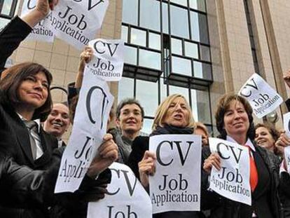 Un grupo de eurodiputadas se manifiesta hoy en Bruselas