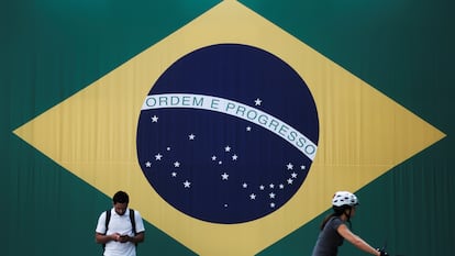 Una bandera de Brasil, en São Paulo