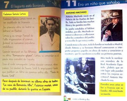 Las páginas con las notas biográficas de Lorca y Machado.