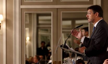 Acting justice minister Rafael Catalá speaking in Madrid on Monday.