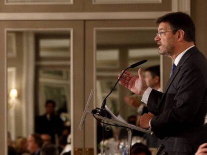 Acting justice minister Rafael Catalá speaking in Madrid on Monday.