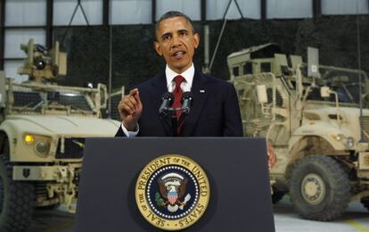El presidente de EEUU, Barack Obama, se dirige a los estadounidenses al pueblo estadounidense sobre el acuerdo con Afganist&aacute;n firmado este martes.