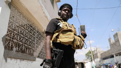 Former police officer Jimmy 'Barbecue' Chérizier, leader of an alliance of armed groups, in Port-au-Prince (Haiti) on March 11, 2024.