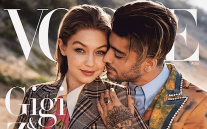 Gigi Hadid y Zayn Malik, fotografiado por Inez and Vinoodh para la portada de agosto de 'Vogue'.