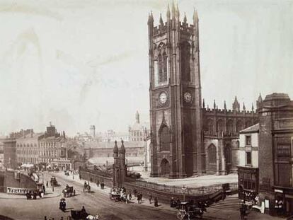 La catedral de Manchester en el siglo XIX.