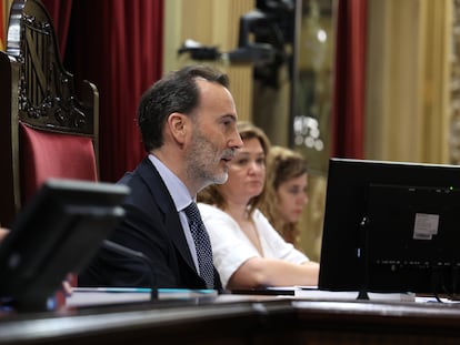 Gabriel Le Senne (Vox), durante la sesión de constitución del Parlamento balear, el día 20.