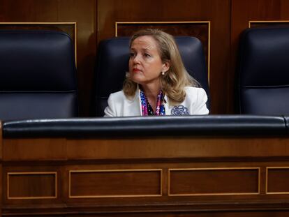 Nadia Calviño, vicepresidenta primera del Gobierno, este jueves en el Congreso.