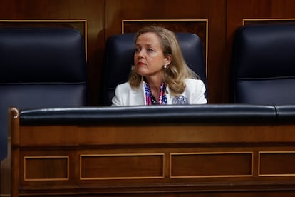 Nadia Calviño, vicepresidenta primera del Gobierno, este jueves en el Congreso.