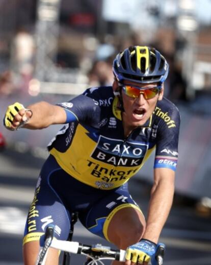 Kreuziger celebra su triunfo en la Amstel Gold Race.