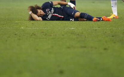 David Luiz tras lesioanrse ente el Olympique de Marsella.