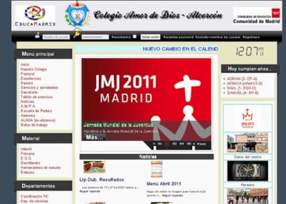 Web del colegio Amor de Dios de Alcorcón, condenado por acoso.