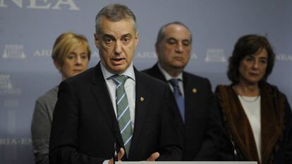 El lehendakari Iñigo Urkullu durante una rueda de prensa.