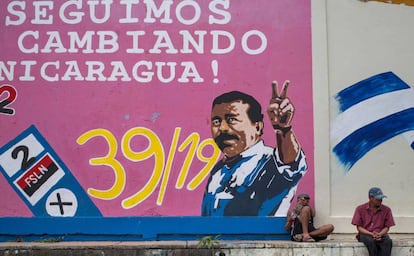Un mural de Daniel ortega, en la ciudad de Estelí. 