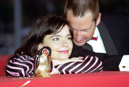 Bjork y Lars von Trier en el festival de Cannes a propósito de ‘Bailar en la Oscuridad’.