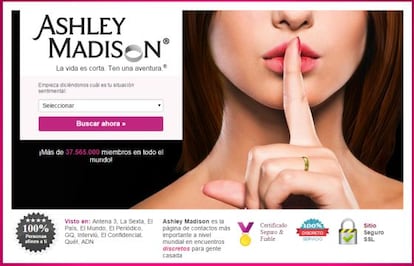 A home do site Ashley Madison, dirigido para infiéis.