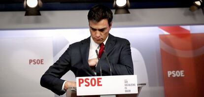 El secretario general del PSOE, Pedro S&aacute;nchez, el pasado d&iacute;a 26 en rueda de prensa.