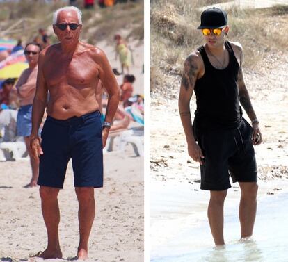 El dise&ntilde;ador Giorgio Armani y el futbolista Neymar, este verano en las playas de Formentera.