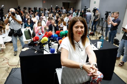 Leire Díez, durante su comparecencia de este miércoles en Madrid.
