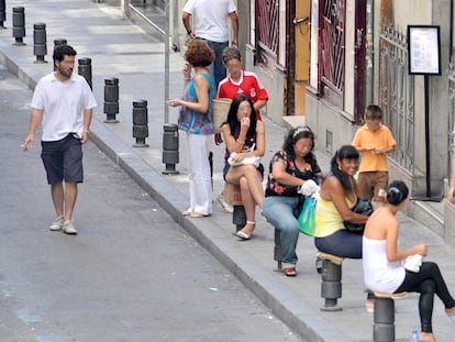 Una calle del centro de Madrid donde se ejerce la prostitución.