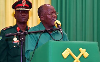 El presidente tanzano, John Magufuli, durante un acto de campaña este martes en Dodoma, la capital del país.