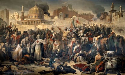 Obra del pintor franc&eacute;s Emile Signol que refleja la conquista de Jerusal&eacute;n
 por los cruzados en 1099. LEEMAGE / CORBIS / GETTY 