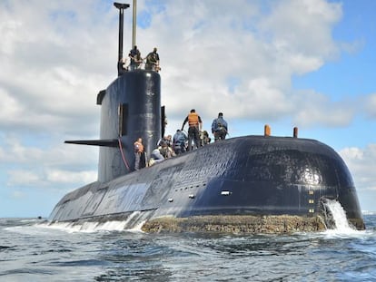 O submarino ARA San Juan em uma foto de arquivo