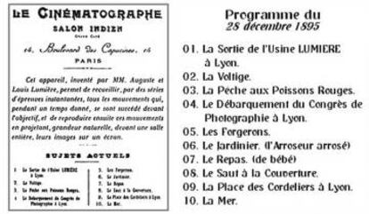 El programa de la proyección del 28 de diciembre de 1895 en el Grand Café.