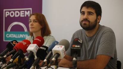 Marc Bertomeu y Jéssica Albiach, en una comparecencia en Barcelona.