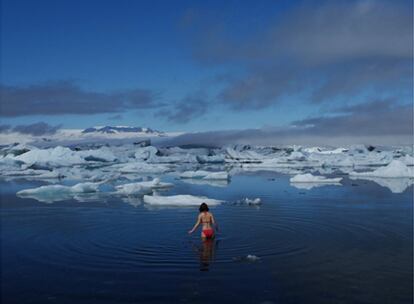 Baño en Jökulsarlon