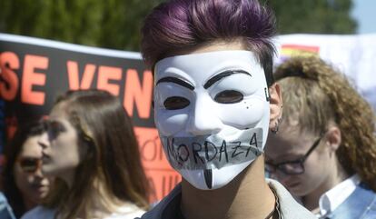 Manifestaci&oacute;n contra la &#039;ley mordaza&#039; en Valencia. 