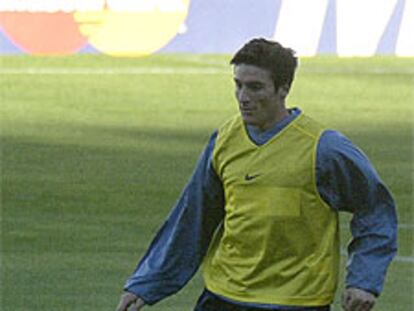 Javier Zanetti, ayer en Mestalla.