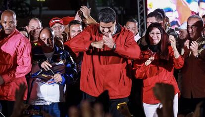 Maduro celebra os resultados eleitorais, no domingo passado em Caracas (Venezuela) .