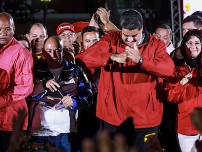 Maduro celebra os resultados eleitorais, no domingo passado em Caracas (Venezuela) .