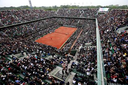 Vista general de la pista Philippe-Chatrier de Roland Garros donde se disputa la final.