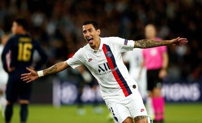 Di María celebra un fol al Madrid.