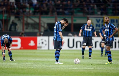 El Inter ha sufrido una estrepitosa derrota que le deja al borde de la eliminación. Los jugadores estaban así de abatidos.