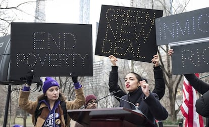 Ocasio- Cortez, en un mitin en Nueva York el pasado 19 de enero.